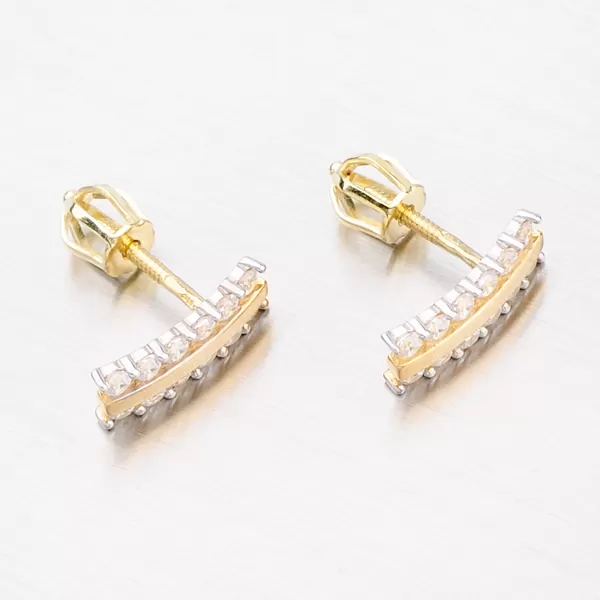 Dámské náušnice žluté zlato 585 zirkon peckové 42-31044