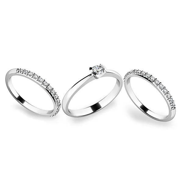 Zásnubní prsten bílé zlato 585/1000 set zásnubních 10840-SET02-BB