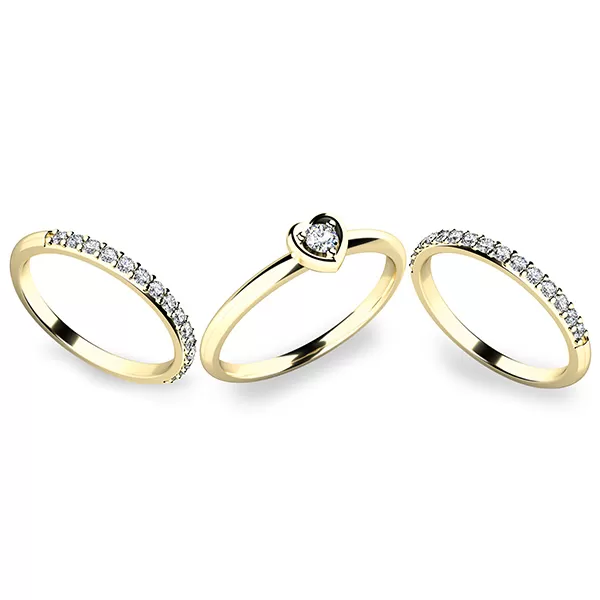 Zásnubní prsten žluté zlato 585/1000 zirkon set zásnubních 10849-SET02-ZZ