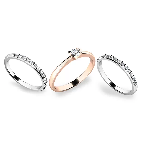 Zásnubní prsten zlato mix 585/1000 zirkon set zásnubních 10840-SET02-RB