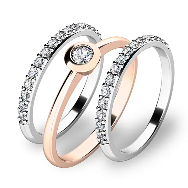 Zásnubní prsten zlato mix 585/1000 zirkon set zásnubních 10807-SET02-RB