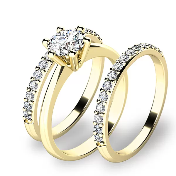 Zásnubní prsten žluté zlato 585/1000 zirkon set 10720-SET02-ZZ