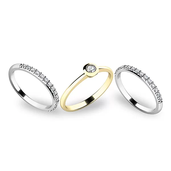 Zásnubní prsten zlato mix 585/1000 set zásnubních 10807-SET02-ZB