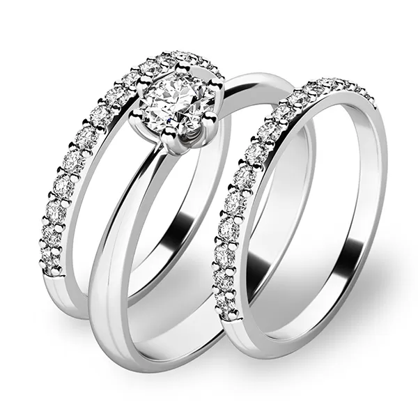 Zásnubní prsten bílé zlato 585/1000 set 10819-SET02-BB