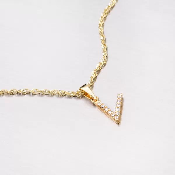 Přívěsek písmeno V - zlato 585 se zirkony 13-152-V