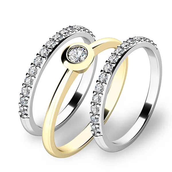 Zásnubní prsten zlato mix 585/1000 set zásnubních 10807-SET02-ZB