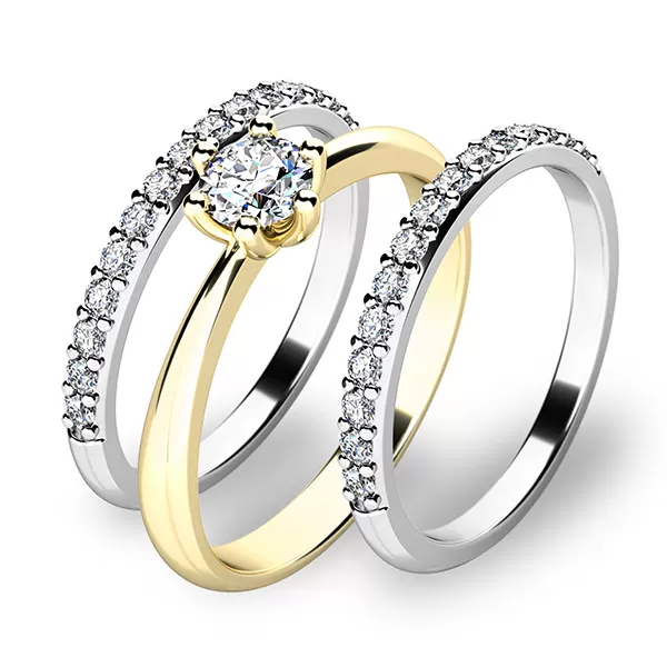 Zásnubní prsten zlato mix 585/1000 set 10819-SET02-ZB