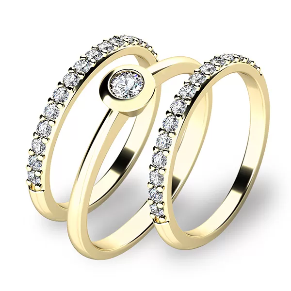 Zásnubní prsten žluté zlato 585/1000 zirkon set zásnubních 10807-SET02-ZZ
