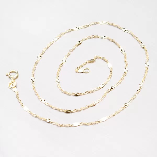 Zlatý řetízek zdobený gravírovanými plošky 45-1699