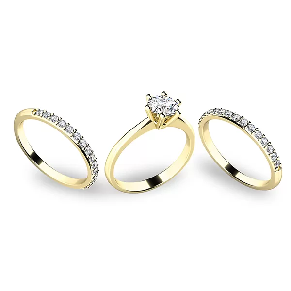 Zásnubní prsten žluté zlato 585/1000 zirkon set 10720-SET02-ZZ