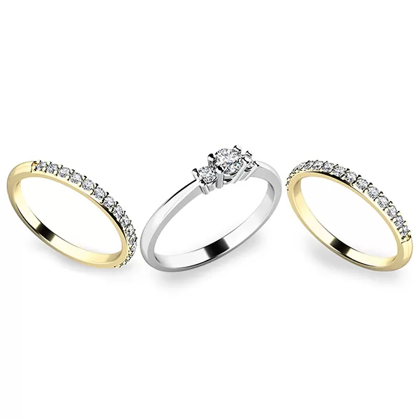 Zásnubní prsten zlato mix 585/1000 zirkon set zásnubních 10843-SET02-BZ