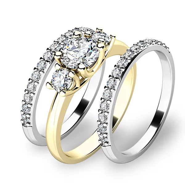 Zásnubní prsten zlato mix 585/1000 zirkon set 10803-SET02-ZB