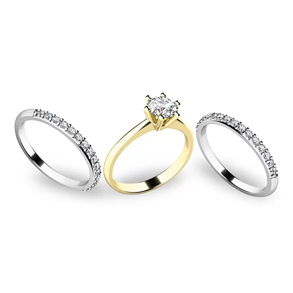 Zásnubní prsten zlato mix 585/1000 zirkon set zásnubních z kombinovaného 10720-SET02-ZB