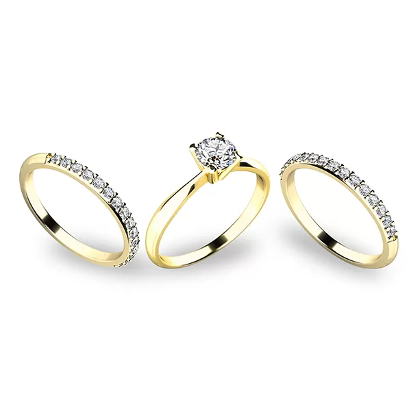 Zásnubní prsten žluté zlato 585/1000 zirkon set zásnubních ve žlutém 10770-SET02-ZZ