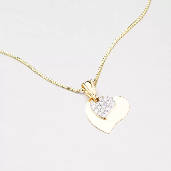 Dámský přívěsek žluté zlato 585 zirkon srdíčky 43-21177