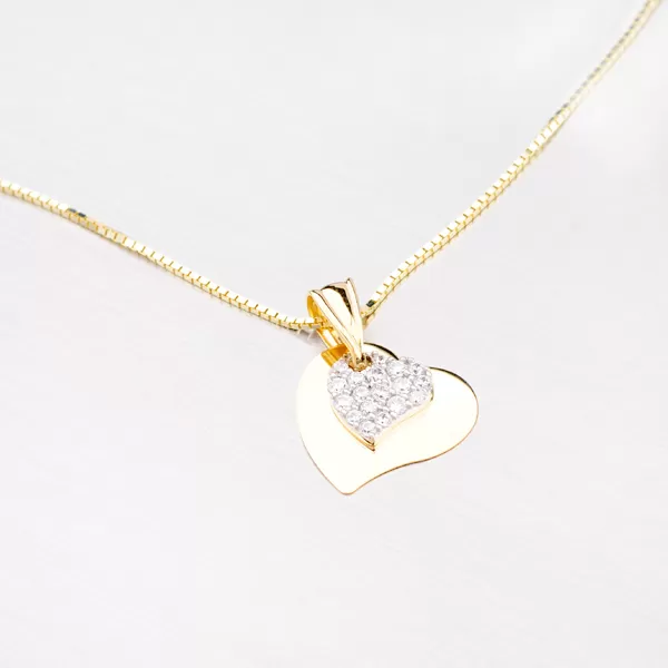 Dámský přívěsek žluté zlato 585 zirkon srdíčky 43-21177