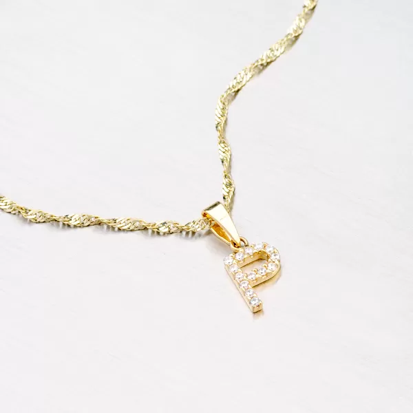 Přívěsek žluté zlato 585 zirkon - písmeno P 13-152-P