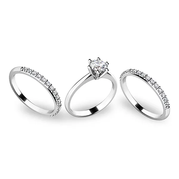 Zásnubní prsten bílé zlato 585/1000 zirkon set zásnubních v bílém 10720-SET02-BB