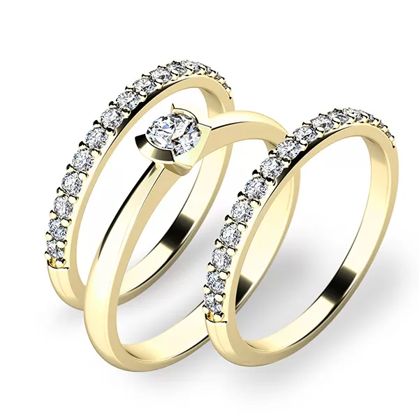 Zásnubní prsten žluté zlato 585/1000 zirkon set zásnubních 10840-SET02-ZZ