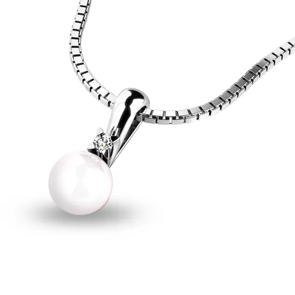 Perlový přívěsek s diamantem 10891-B-DIA