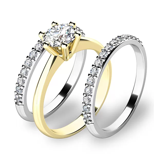 Zásnubní prsten zlato mix 585/1000 zirkon set zásnubních z kombinovaného 10720-SET02-ZB