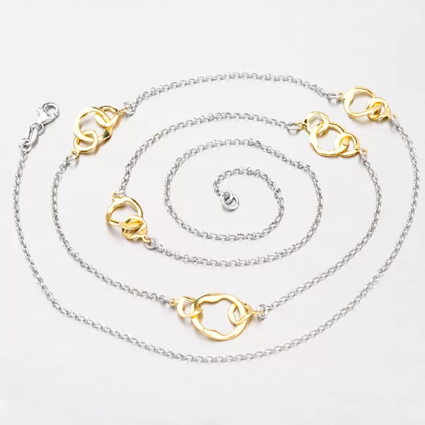 Stříbrný náhrdelník s pozlacenými ozdobami N1500339-0331-SLX