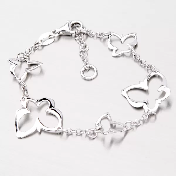 Stříbrný náramek s motýli B1401565-0331-SLX