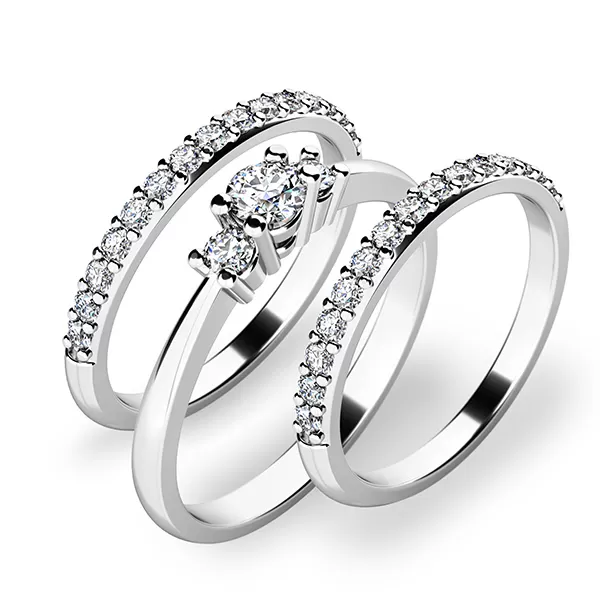 Zásnubní prsten bílé zlato 585/1000 zirkon set zásnubních 10843-SET02-BB