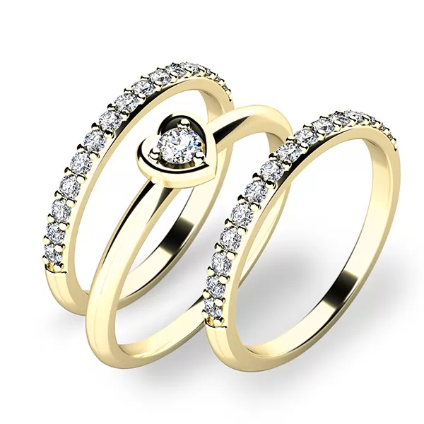 Zásnubní prsten žluté zlato 585/1000 zirkon set zásnubních 10849-SET02-ZZ
