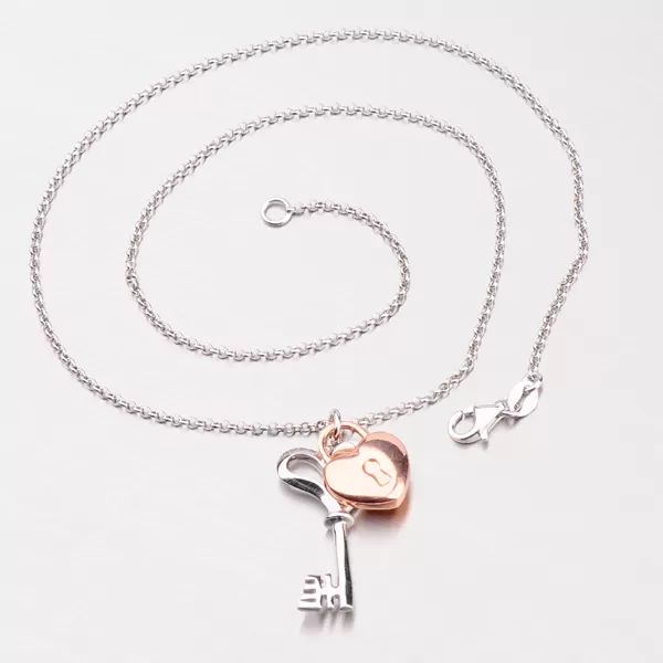Náhrdelník s klíčem a zámkem ve tvaru srdce N1502165-1628-SLX