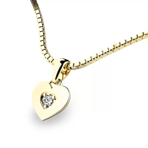 Zlaté srdce s briliantem 10874-ZL-DIA