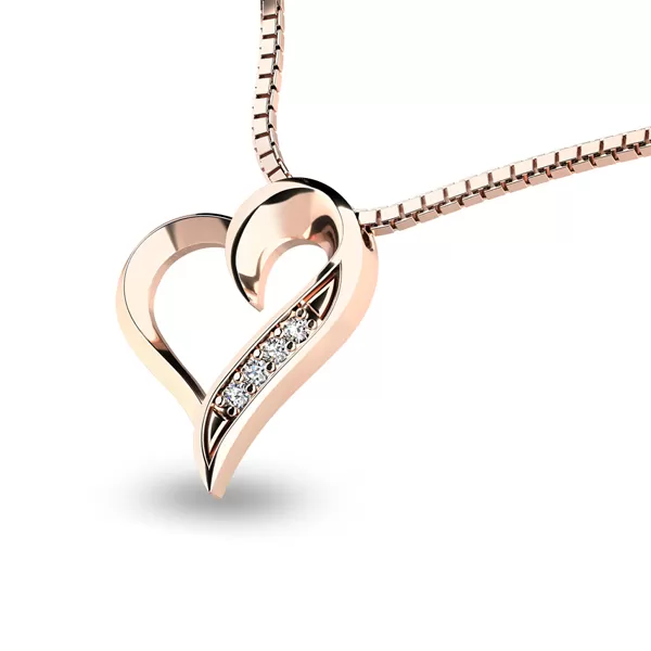 Diamantové srdce z růžového zlata 10873-CV-DIA