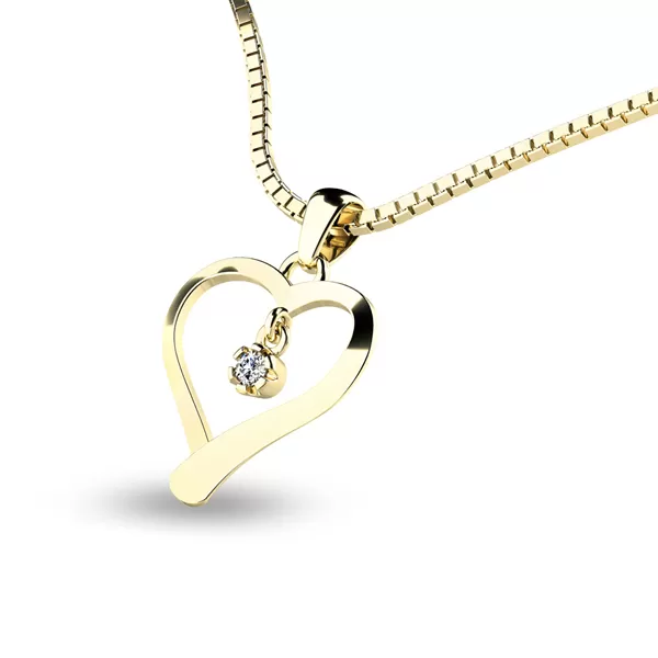 Srdce ze žlutého zlata s diamantem 10918-ZL-DIA