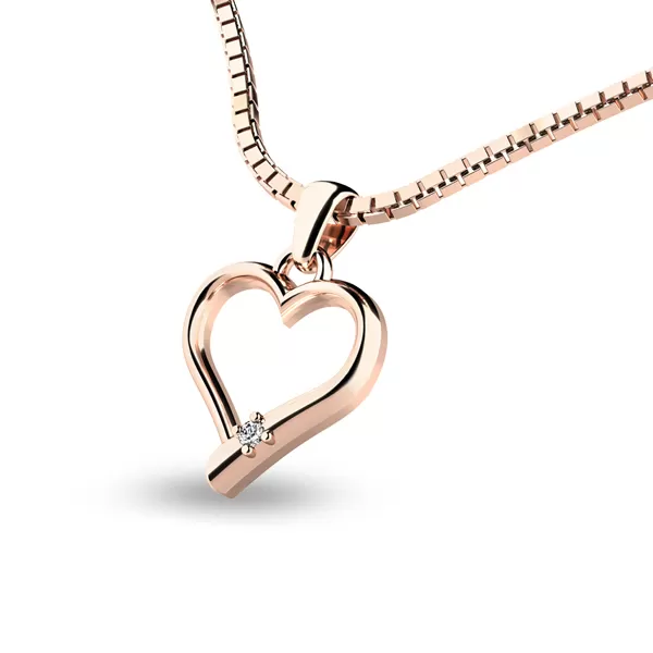 Srdce z růžového zlata s briliantem 10917-CV-DIA