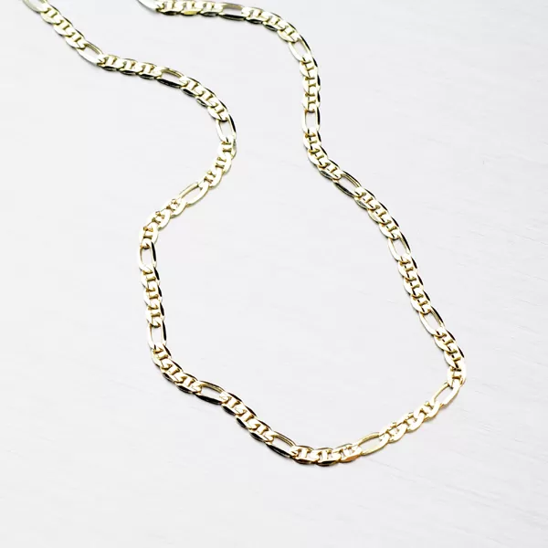 Zlatý řetízek Figaro 3+1 s příčkou 45-1009