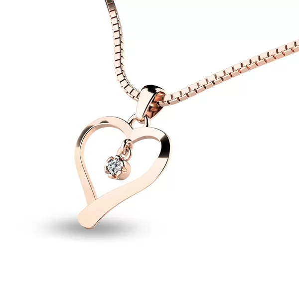 Srdce z růžového zlata s diamantem 10918-CV-DIA