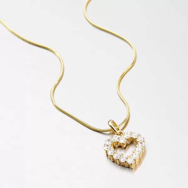 Zlatý přívěsek srdce se zirkony DZ0020ZL