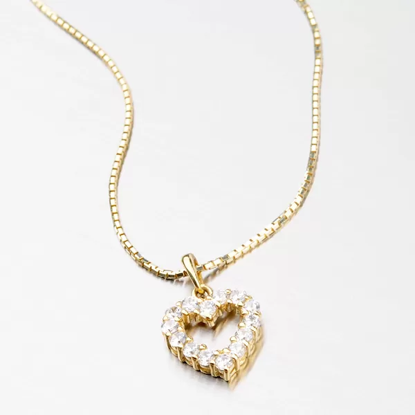 Zlatý přívěsek srdce se zirkony DZ0020ZL
