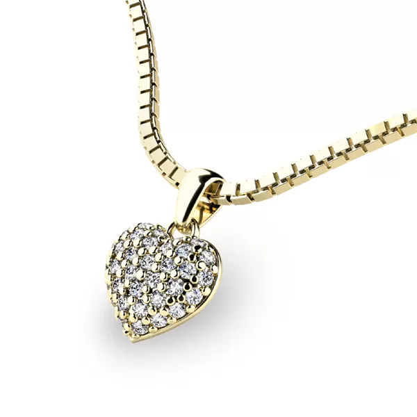 Srdce ze žlutého zlata s diamanty 10923-ZL-DIA
