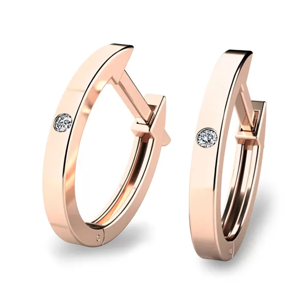 Zlaté oválky s diamanty a tanzanity z růžového zlata 10861-CV-DIA-TAN