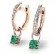 Dámské náušnice růžové zlato 585/1000 přírodní diamant 0.300 ct G/SI briliantové se smaragd 10863-CV-DIA-SMA