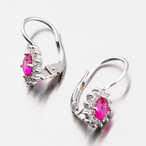Stříbrné náušnice s rubínem a se zirkony YNG2166