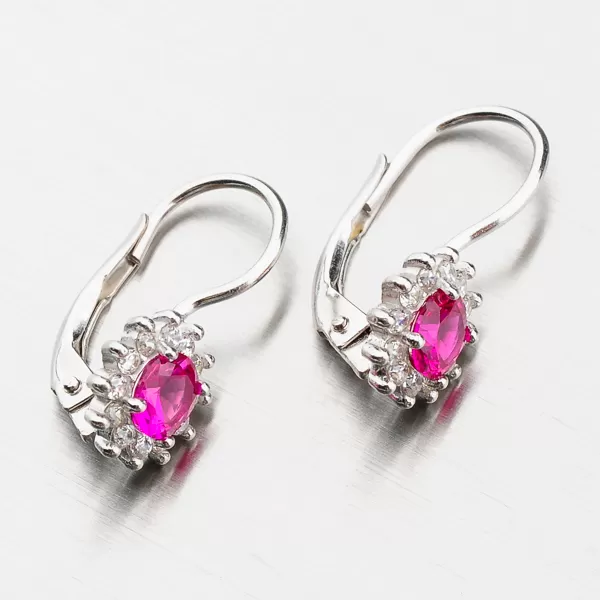 Stříbrné náušnice s rubínem a se zirkony YNG2166