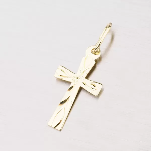 Zlatý křížek s ručním rytím 322P-130099