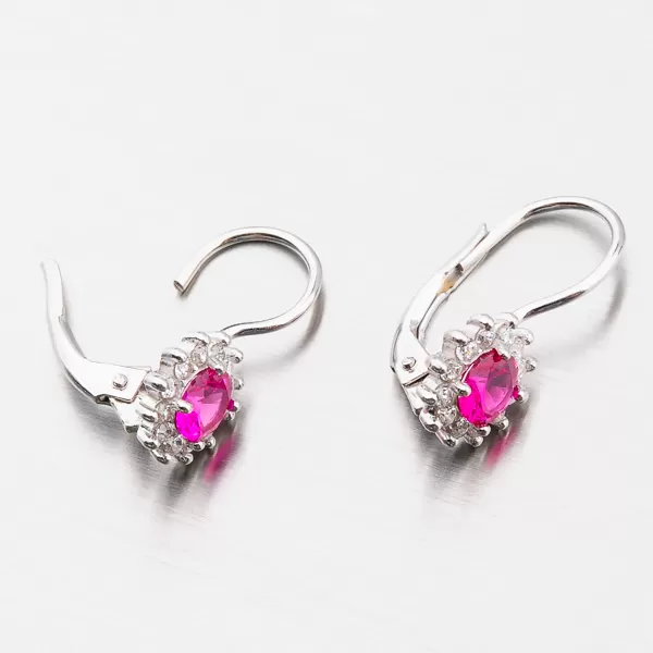 Stříbrné náušnice s rubínem a se zirkony YNG2166