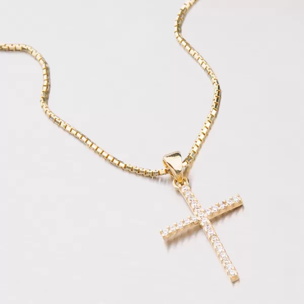Kříž ze žlutého zlata se zirkony 142-0598