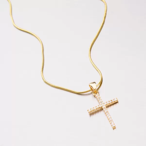 Kříž ze žlutého zlata se zirkony 142-0598