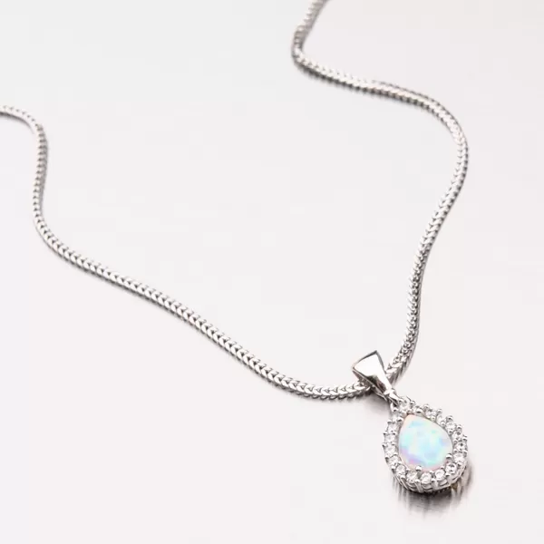 Přívěsek z bílého zlata s opálem a zirkony 13-193