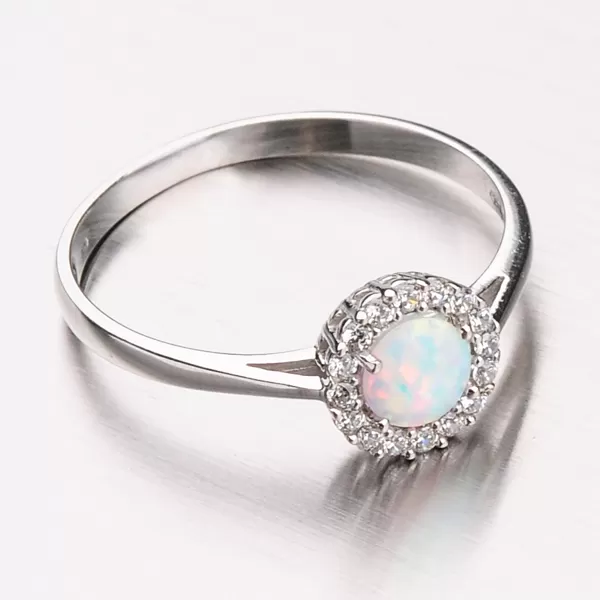 Prsten s opálem v bílém zlatě 11-159