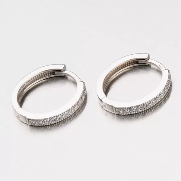 Náušnice oválky se zirkony v bílém zlatě 12-338